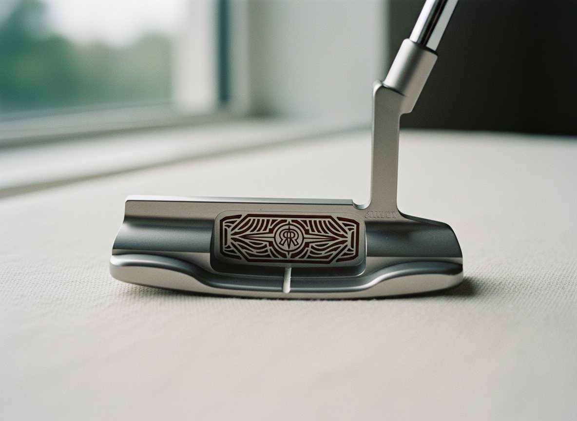 A Scotty Cameron Newport putter with custom cavity engraving and two-color paint fill