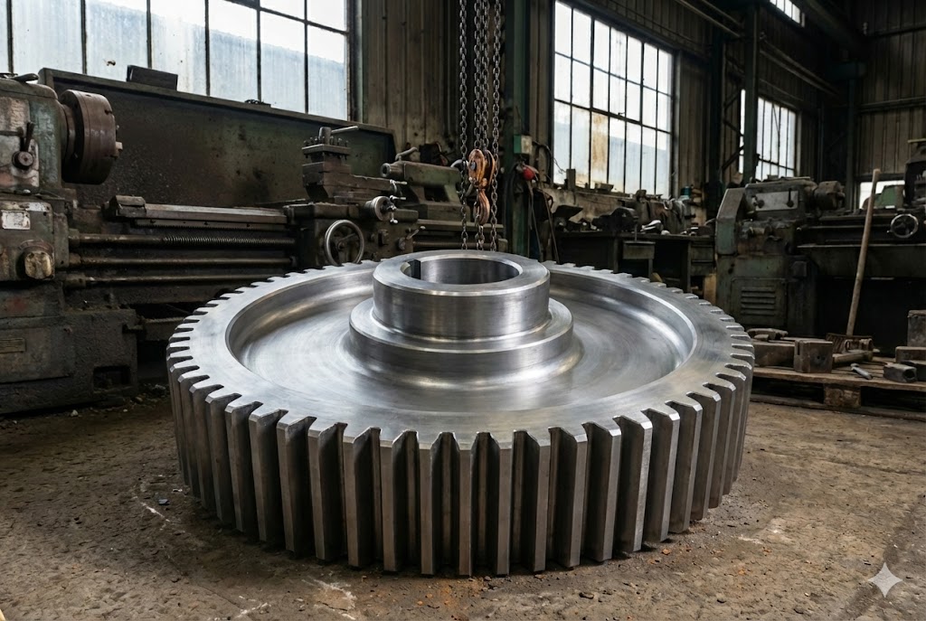 Industrial gear after laser cleaning, surface preserved
